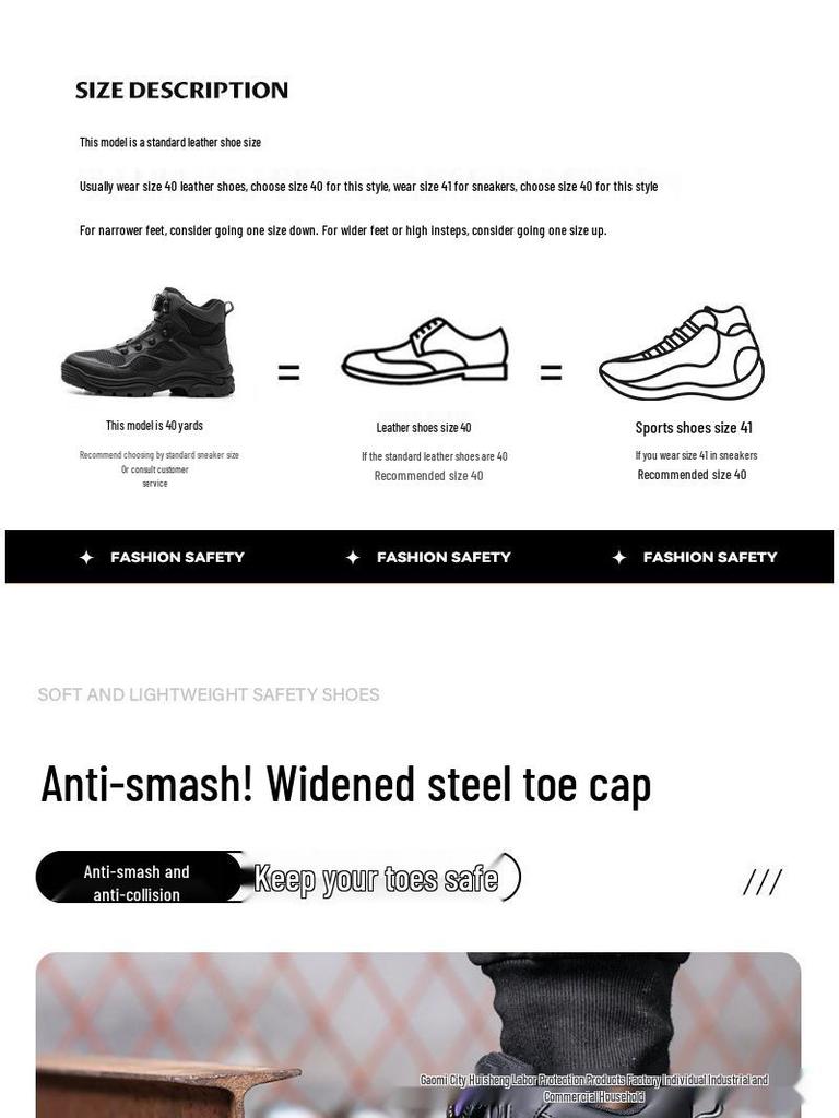 Рабочие ботинки SHEIN с высоким берцем и защитой от ударов: Легкий, Удобный, Складной, Защищенный от проколов.