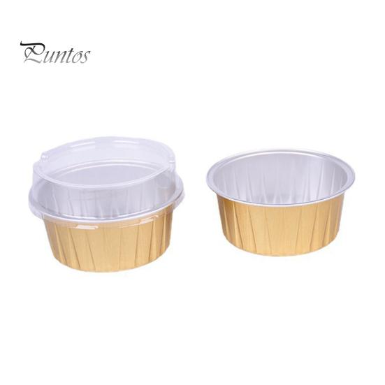 20Pcs Tinfoil Box with Lid Reusable Disposable Round Food Grade Non-Stick Oven Safe Cupcake Container Aluminum Foil Bowl Baking Mold Kitchen Supplies