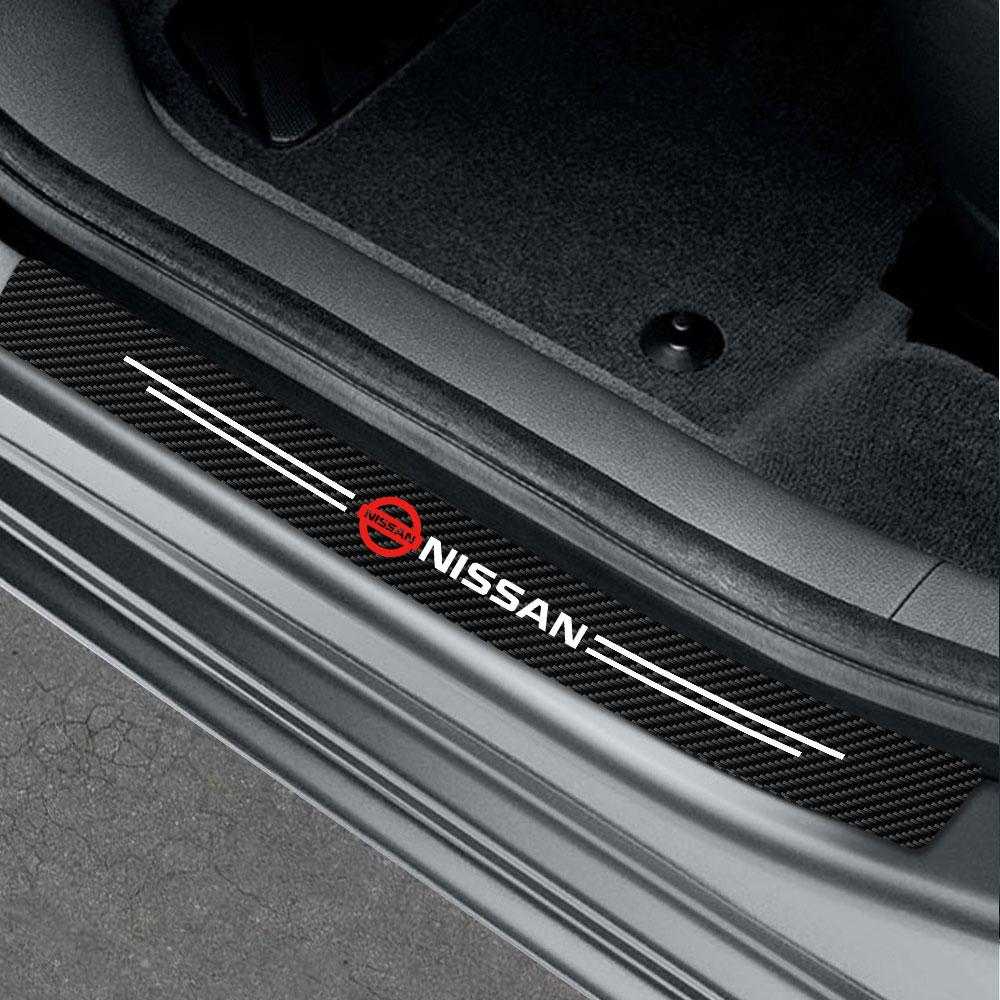 ASD1 Universal Leather Car Door Plate Sill Anti Scuff Protector Welcome Pedal Guard Sticker Center Cover For Nissan Juke Micra Leaf