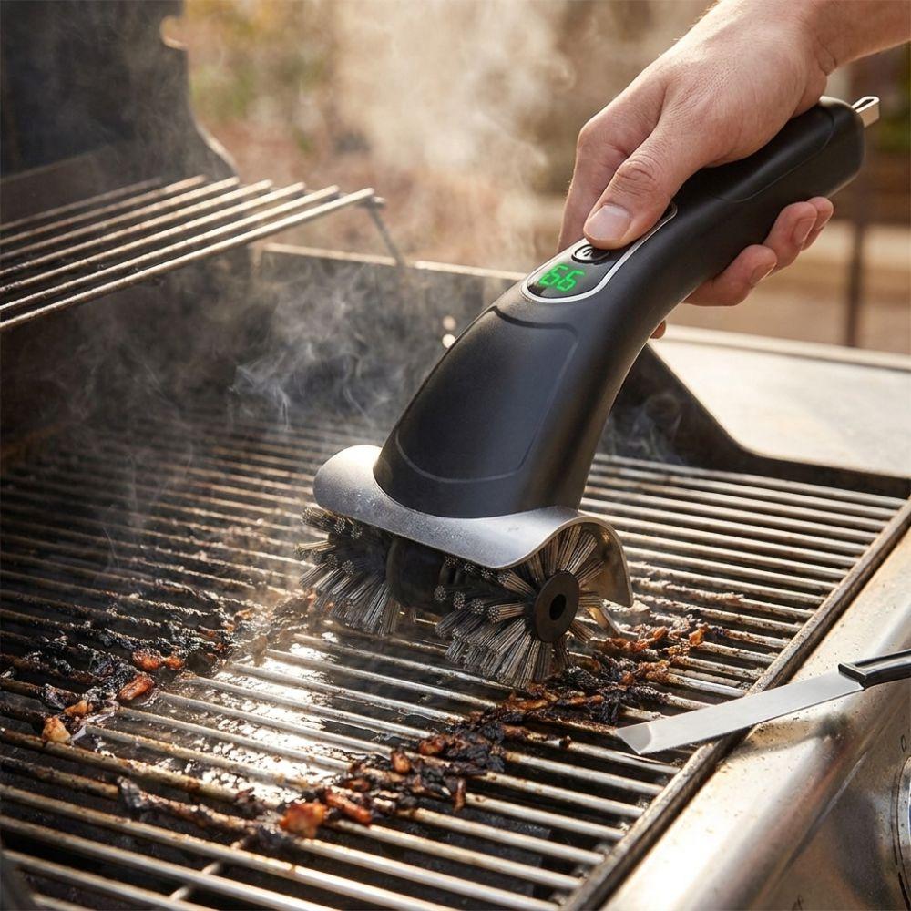 Removable Head Electric Grill Brush 2-Speed Settings Rotating Barbecue Brush  Household