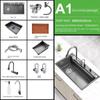Кухонная мойка Водопадная мойка Temp Digital с мойкой для чашек Counter Controls Workstation Kitchen Sink одинарные кухонные мойки Black