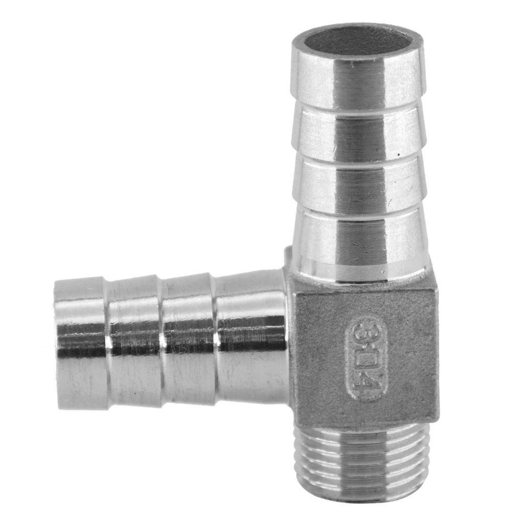 1/4" 3/8" 1/2" BSPT Наружная резьба x 8 10 12 15 19 20 мм Штуцер-тройник для шланга 3 направления 304 Нержавеющая сталь Фитинг для трубы Соединитель Разветвитель