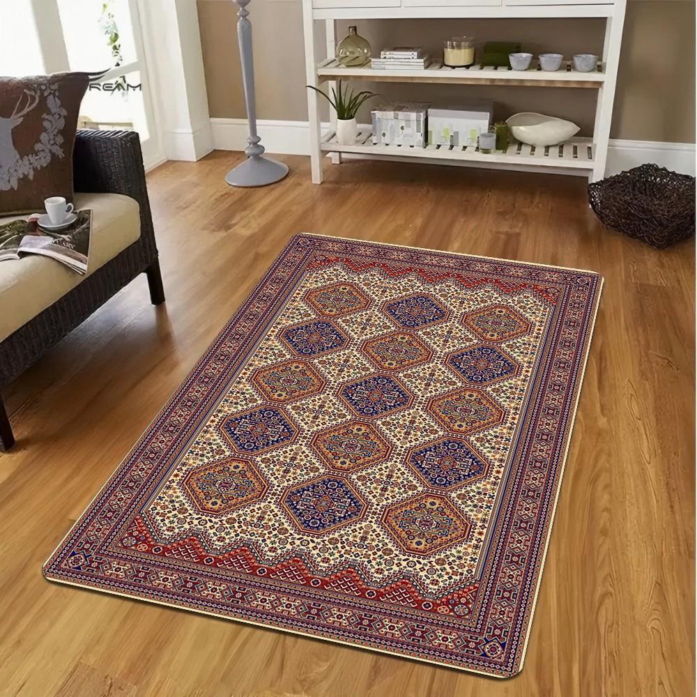 Традиционный турецкий ковер, Ковер с медальоном, Богемный ковер для гостиной, Напольный декор в винтажном стиле, Моющийся ковер, Нескользящий ковер