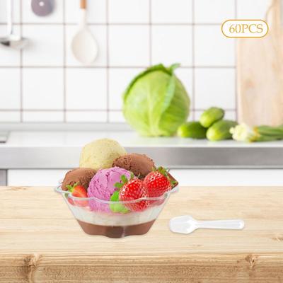 60 штук одноразовых стаканчиков для десертов с ложками для закусок, клубники, фруктов
