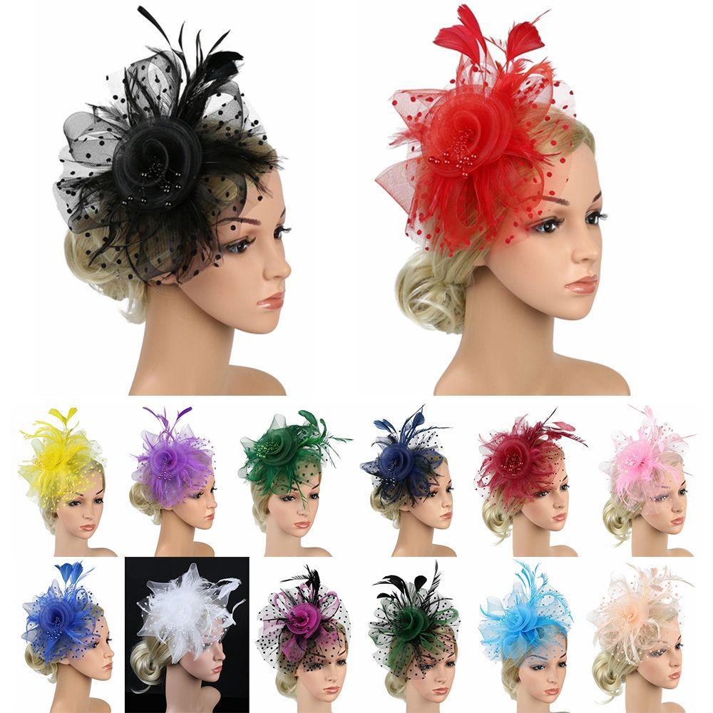 Flower Cocktail Wedding Feathers Hair Clip Alice Headband Clip Fascinator Hat Tea Party Headband