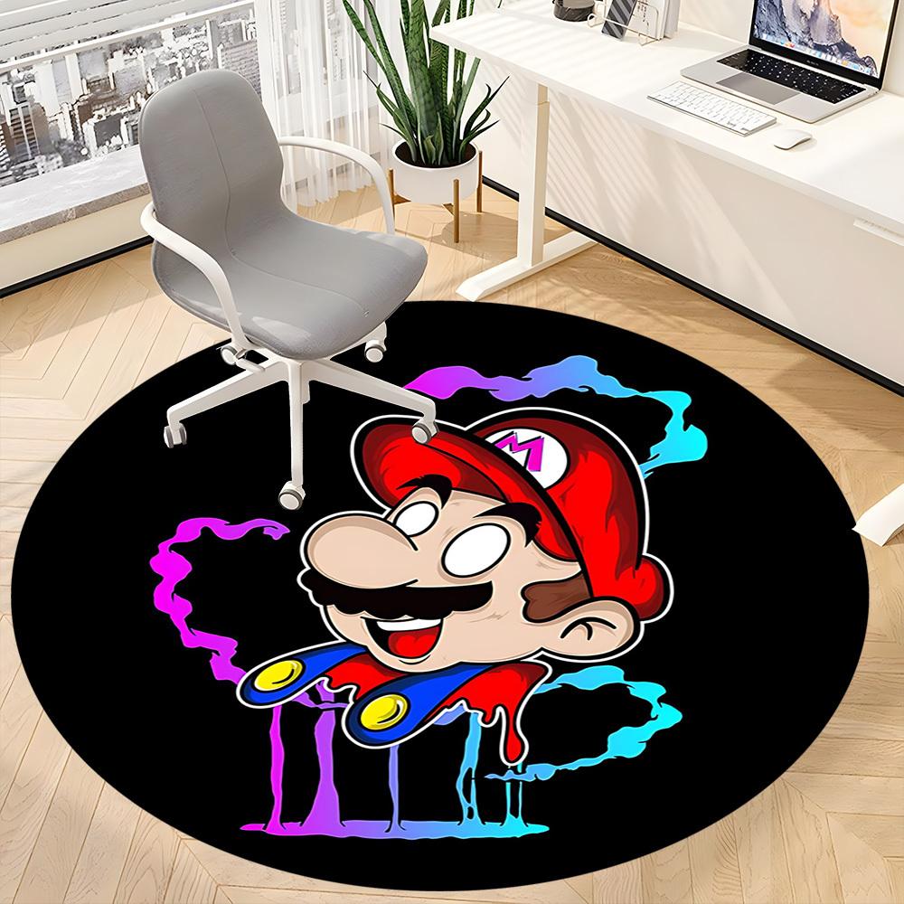 1pc Mario Melting Office Round Area Rug, Under Office Chairs Bedroom Living Room Home Decor a1022258