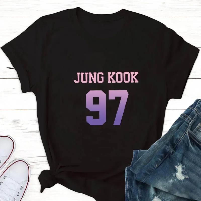 Топы для женщин V(Тэхён) Футболка для фанатов Чонгука Женская Суга Kpop Харадзюку Футболка Женская Футболки Эстетичная Одежда