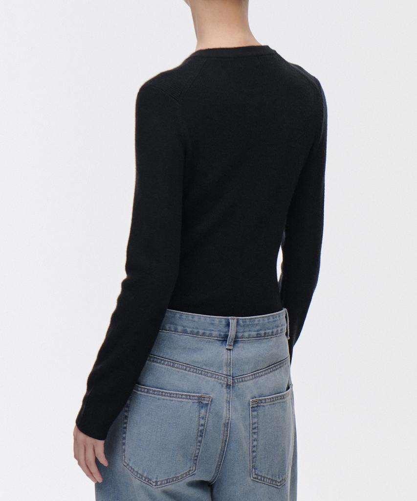 MUSINSA STANDARD WOMAN Women'S Ribbed Slim Crew Neck Knit [Black]
