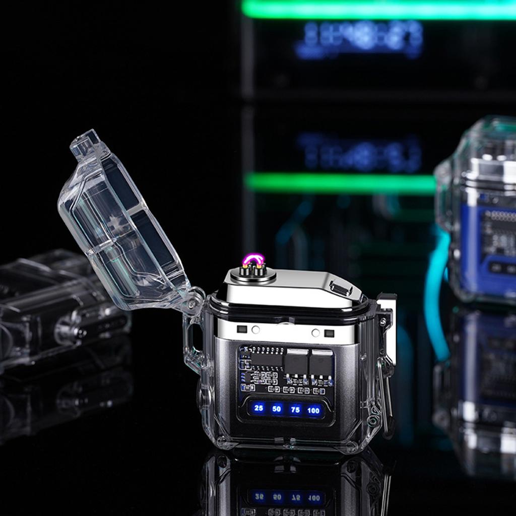 2025 New Transparent Shell Double Arc USB Electronic Lighter TYPE-C Fast Charge COB Lighting Plasma Lighter Electric Waterproof