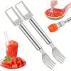 2-in-1 Watermelon Slicer and Fork Stainless Steel Fruit Cutter Tool for Watermelon, Mango, Pitaya, Portable for Camping, Picnics, Home
