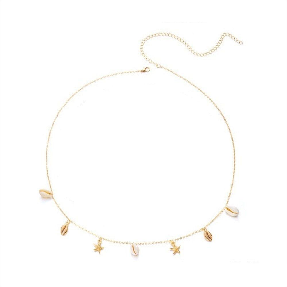 Gold Imitation Pearl Body Chain Shell Beads Belly Chain Fashion Starfish Waist Chain Bikini