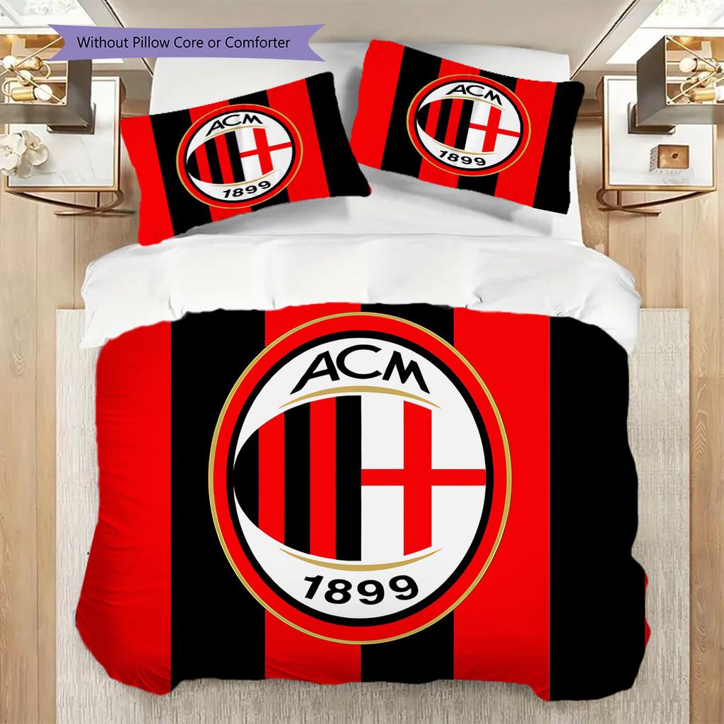 AC Milan Pattern Bedding Quilt Set Quilt Cover Pillowcase Home Decoration Birthday Gift (1 * duvet cover + 2 * pillowcase, without core)