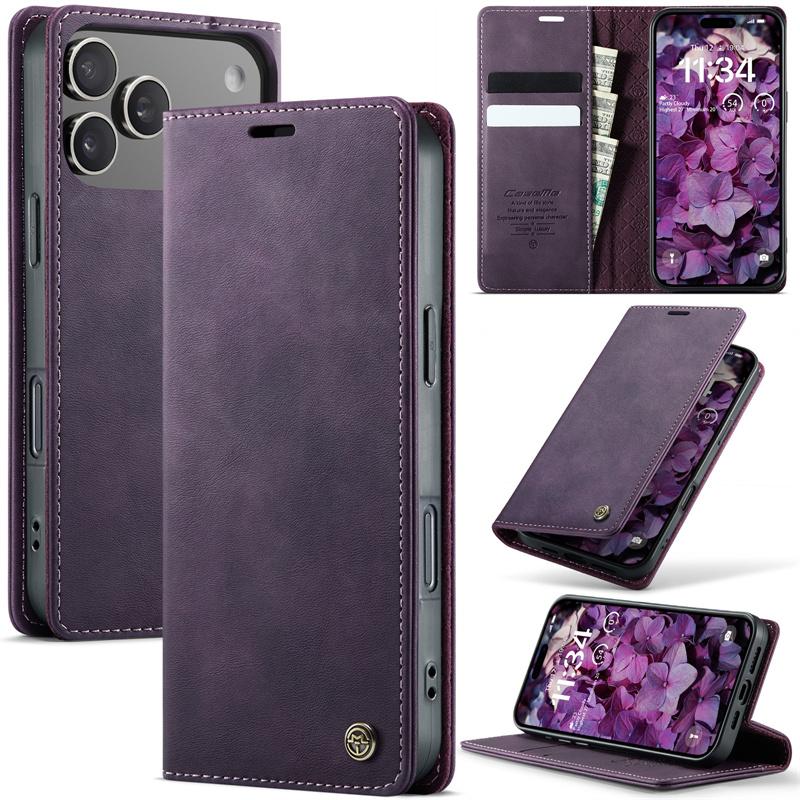 CaseMe Кожаный чехол-кошелек с откидной крышкой для iPhone 17 Pro Max Air 17E 16 15 Plus 14 13 12 11 X XS XR SE 2022 8 7 Ударопрочный кошелек с карманом для карт