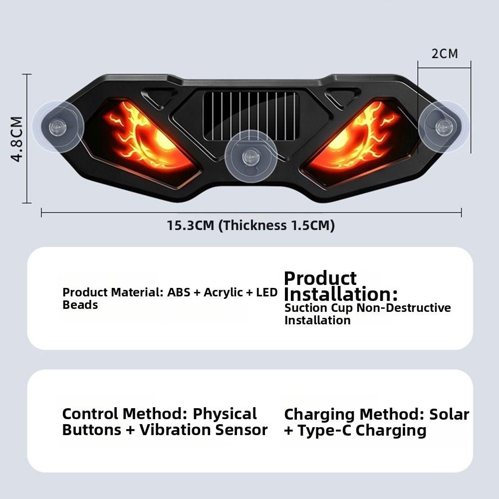 Dynamic Display Solar LED Devil Eyes Car Lights Solar Powered Car Warning Light  Windshield