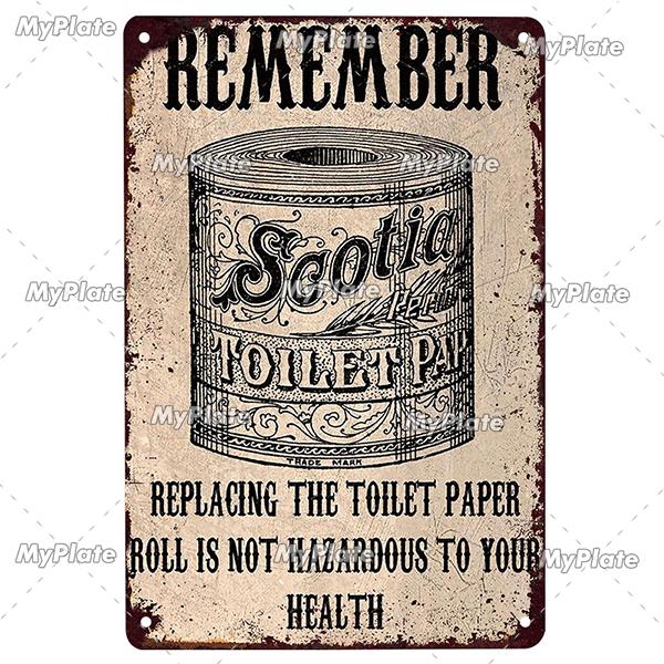 [MyPlate] Bathroom Rules Vintage Metal Sign Plaque Toilets Tin Sign Wall Decor For Pub Club Man Cave Bar Decoration Tin Plates