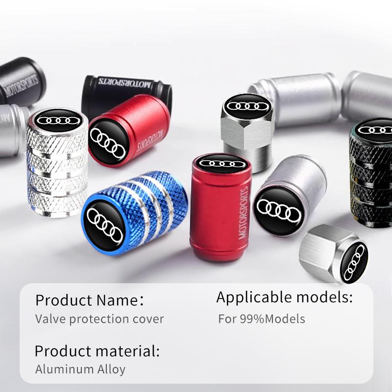 New 4Pcs Car Wheel Tire Valve Caps Air Stem Covers Accessories For 1s S RS Line S7 S8 S5 S6 Quattro RS3 RS4 A6 A7 A8 QRS5 RS6