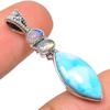 Natural Republic Larimar, Moonstone 925 Solid Sterling Silver Pendant 1.50" Z5o79