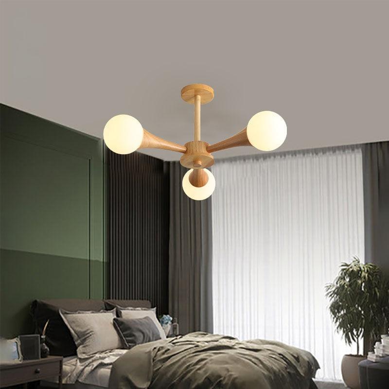 Люстра для гостиной, простые современные светильники из орехового дерева, столовая, бревенчатые лампы