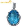 Natural Sky Blue Topaz Pendant 925 Sterling Silver Pendant Necklace for Women Everyday Party Fine Jewelry Gift
