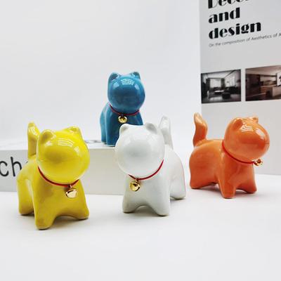 Керамическая фигурка кошки-колокольчика, маленькая статуэтка кошки для украшения чайного столика и дома, настольное украшение