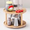 Organizer Seasoning Rack Cosmetic Storage Rotatable 2 Tier Makeup Tray Turntable Condiments