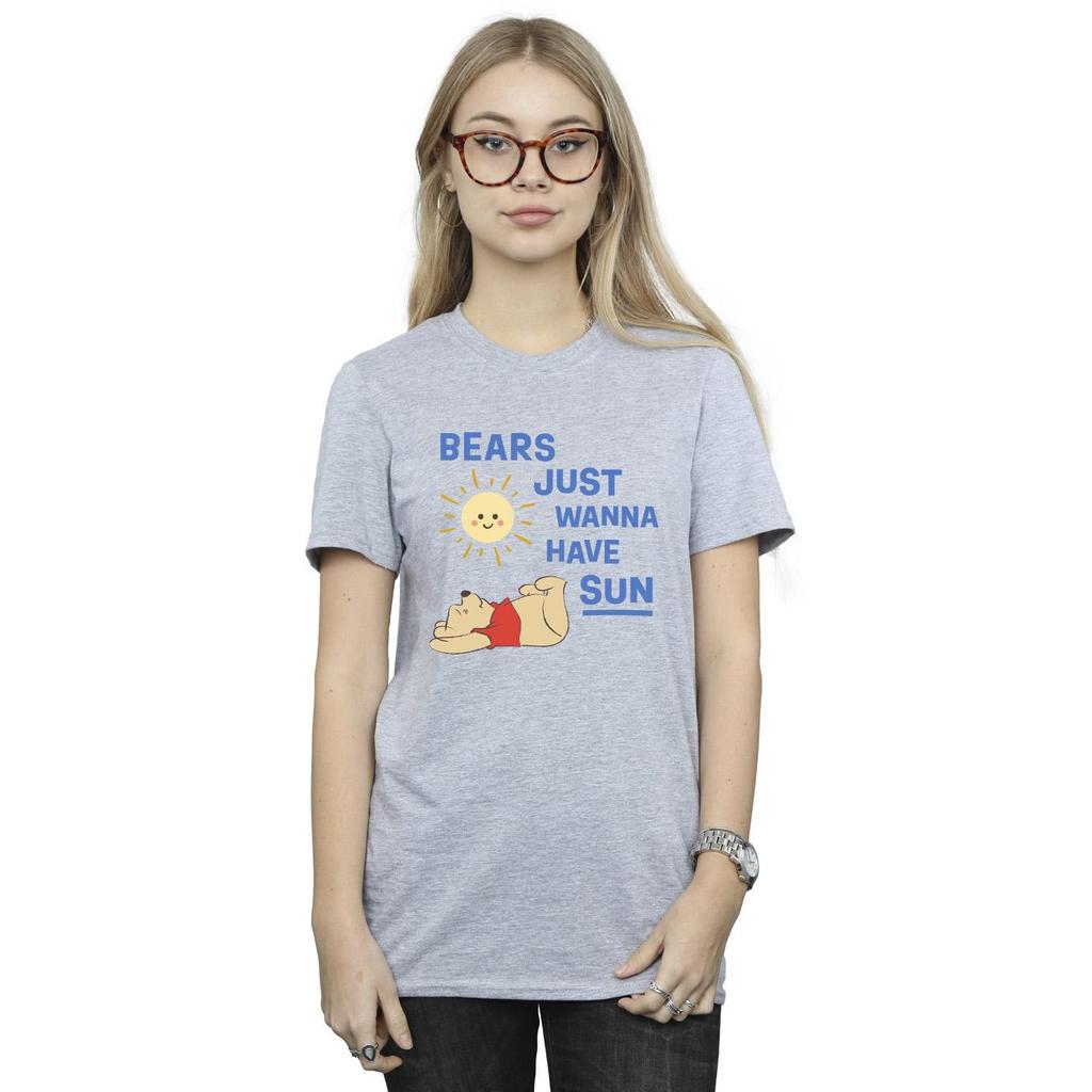 Disney Womens/Ladies Winnie The Pooh Bears Just Wanna Have Sun Cotton Boyfriend T-Shirt
