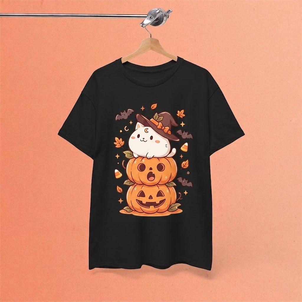 Pumpkin Cat Halloween Spooky Witchy Black Tshirt Gift For Fans