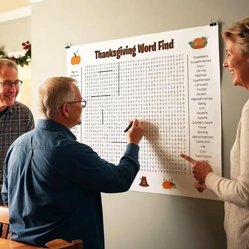 Huge Thanksgiving Word Search Wall Game, Festive Decor for Christmas and Thanksgiving