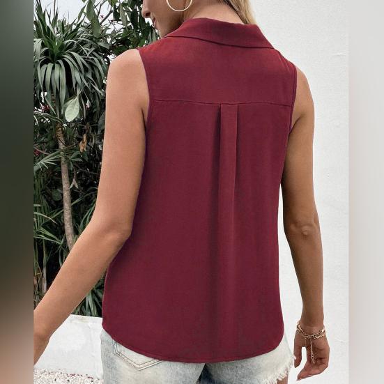 Женская летняя футболка-майка повседневная однотонная майка оверсайз с V-образным вырезом без рукавов на пуговицах однобортная средней длины мягкая дышащая женская одежда EMA