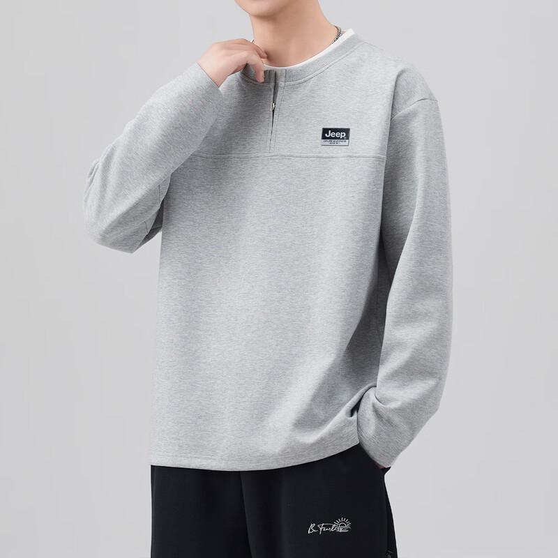 JEEP Men's Faux Two-Piece Half-Zip Pullover Sweatshirt