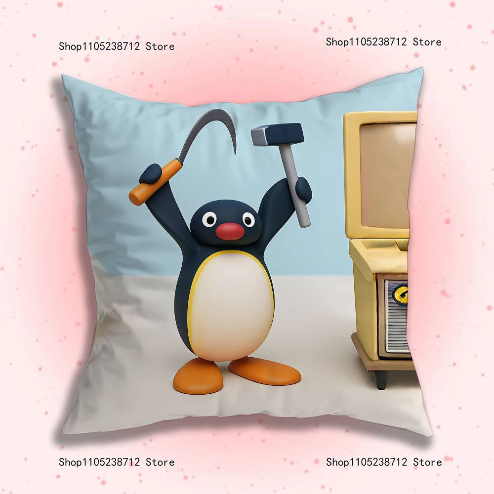 Смешная наволочка для подушки с пингвином P-Pingu для декора дивана, автомобиля, офиса, комнаты, печатная наволочка, декорации и чехол-защита