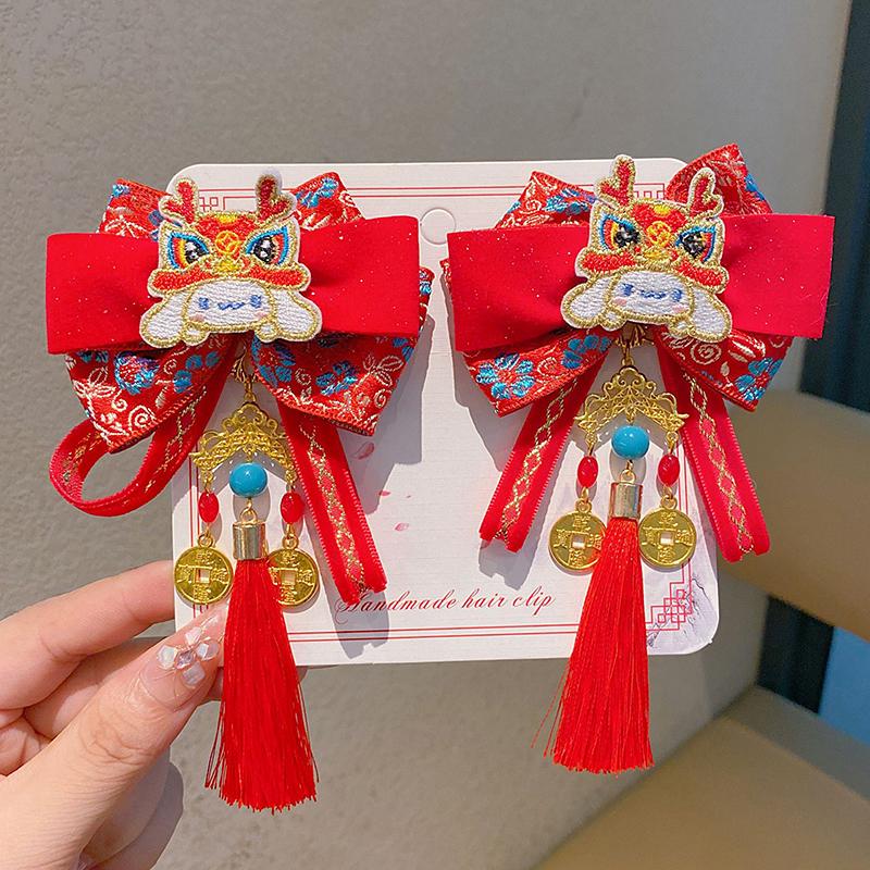 1 пара заколок для волос в китайском стиле, детские кисточки, заколки для волос, милый бант, бабочка, головной убор, кавайные красные аксессуары для волос, подарки