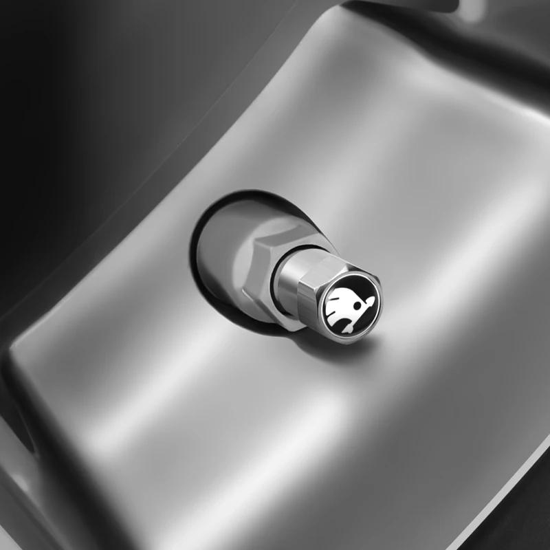 AAABV1 4PC Metal Car Badges Wheel Tire Valve Caps Covers Auto Accessories For Skoda S Kodiaq Octavia 2 3 Yeti Karoq Rapid Fabia VII VRS