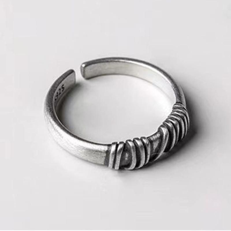 Популярные линии, геометрическое кольцо для мужчин, ювелирные изделия, модное кольцо из стерлингового серебра 925 пробы, мужские аксессуары для указательного пальца, регулируемые