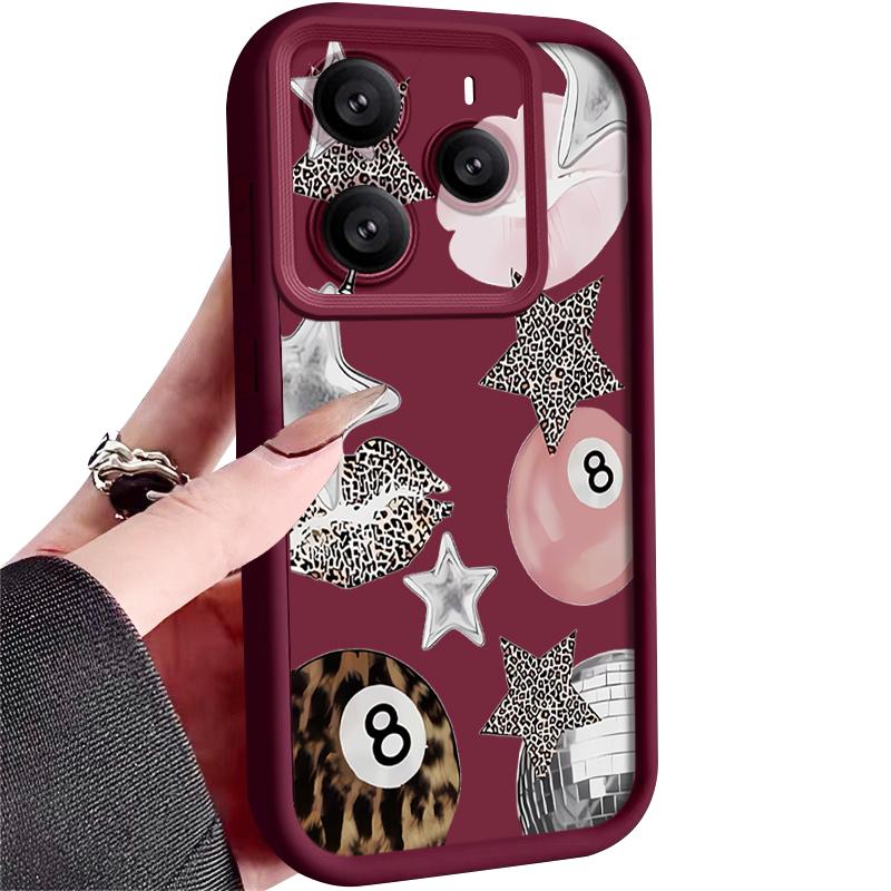 Vintage Leopard Print Stars Billiards Case For Xiaomi Redmi Note 14 13 Pro 5G 4G 12 11 Funda Xiaomi 14T 13T 11T Pro Shockproof Bumper Silicone Cover