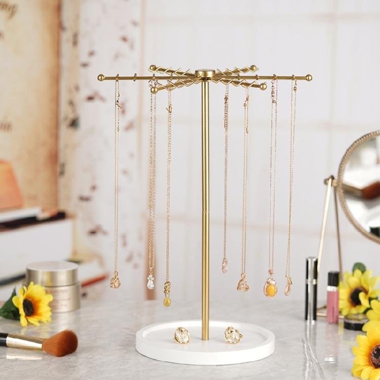 Премиальный золотой металлический держатель для украшений 48 крючков вращающийся дисплей органайзер для ожерелий серег ключей современные домашние декоры решение для хранения