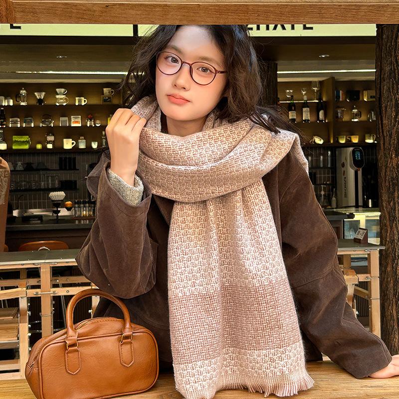 11 new autumn and winter warm scarf female mohair lengthened and thickened scarf atmosphere high-end shawl wholesale