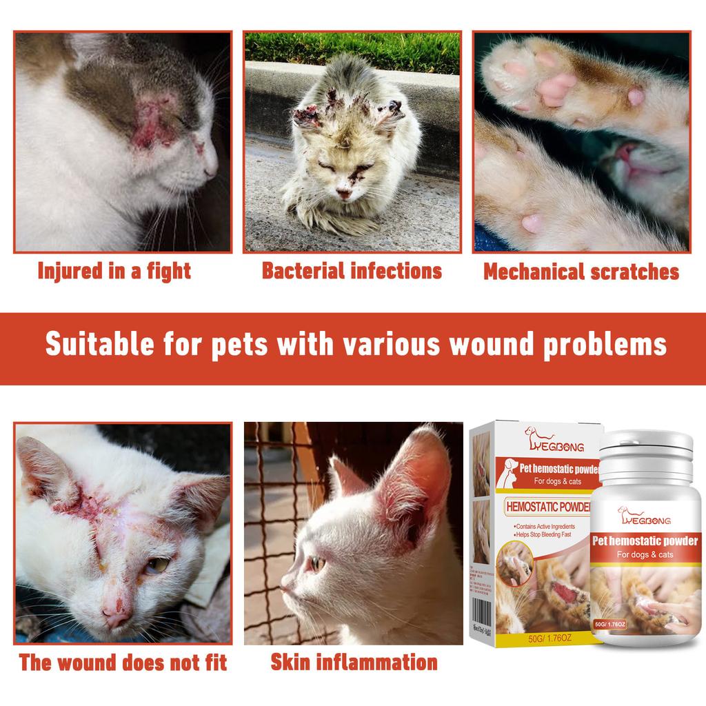 Yegbong Fast-Acting Blood Stop Powder for Pets Quick Stop Bleeding Powder for Dog Nail Clipping, Grooming, Cuts and More