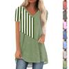 Женские плиссированные свободные топы с короткими рукавами Плюс размер Повседневные топы с V-образным вырезом и короткими рукавами Повседневные летние футболки Женские топы Футболки Рубашки