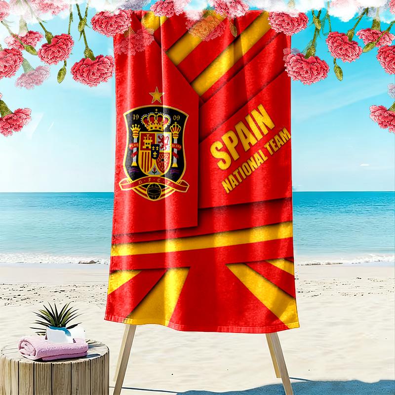 Spain Football Team Print Beach Towel, Large Soft Quick Dry Towel for Beach Camping Swimming