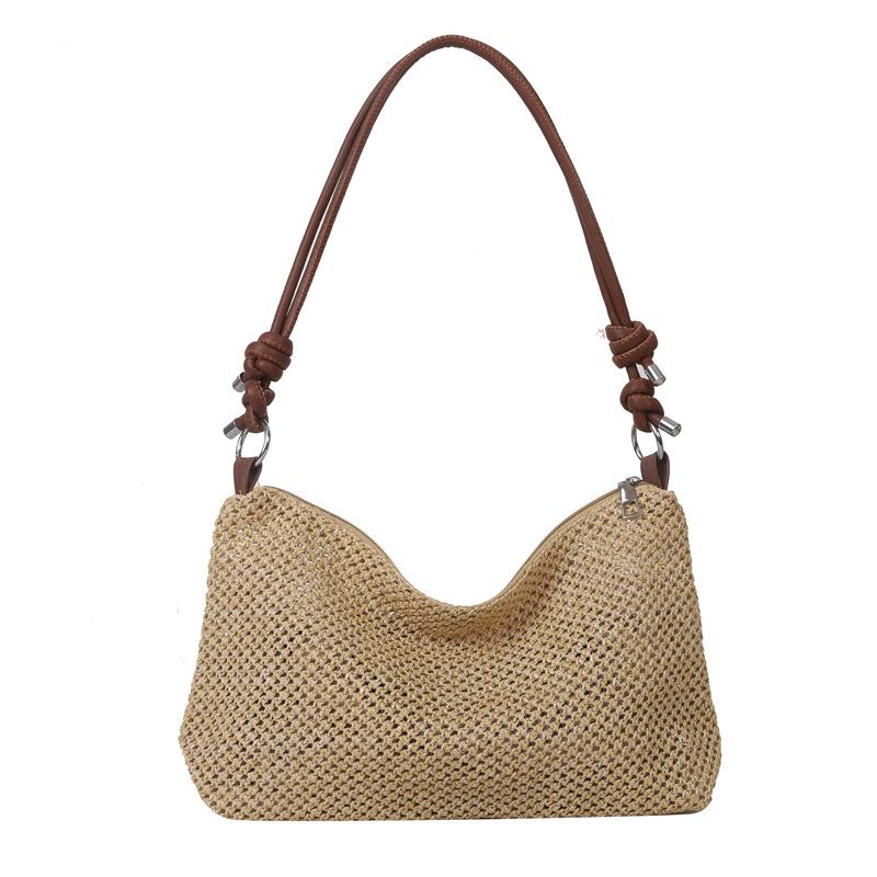 Hand-woven Bag for Women, 2025 New Fashion Retro Straw Tote Bag, Versatile Large-capacity Shoulder Bag for Women