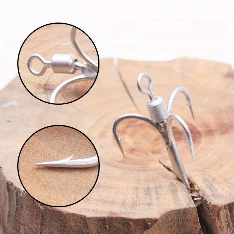5pcs Luoya Reinforced Turn Ring Three Hook Rotating Sequin Three Hook Bearing Turn Ring Golden and Silvery Tin Ordinary Hook Sea Fishing