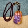 Chinese Style Purple Hand Carved Pixiu Gourd Pendant Necklace Long Sweater Chain Winter Women Jewelry Mother'S Day Gift