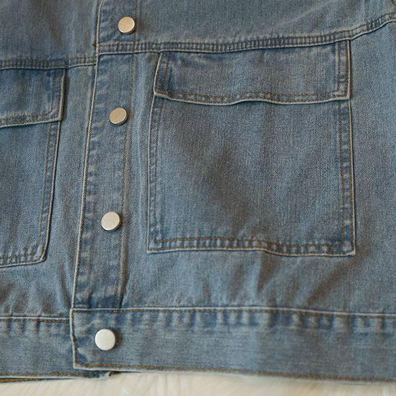 Джинсовый жилет без рукавов, женский осенний свободный однотонный пиджак в стиле вестерн, куртка-кардиган, куртка-кардиган