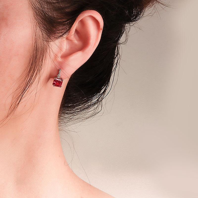 Simple Fresh Square Zircon Full Paved Huggie Earrings Sweet And Fashionable Hoop Earrings For Women Jewelry Gift