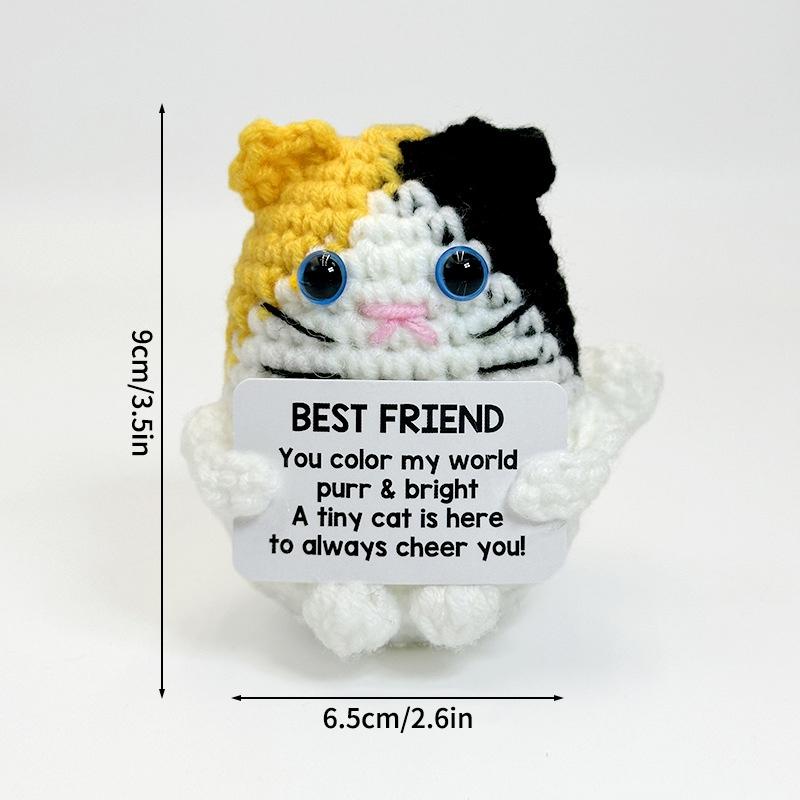 Positive Mini Animals Doll Crochet Bee Doll With Card Handmade Knitted Animals Inspirational Doll Thank You Gift For Women Men
