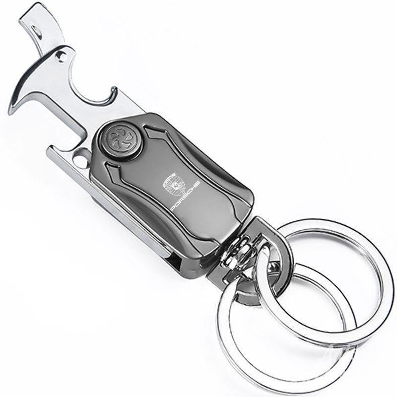 snprg4 Car Bottle Opener Keychain Corkscrew Multipurpose Keyring For Porsche Cayenne Panamera Macan 911 Taycan Boxster Cayman 918 Pajun