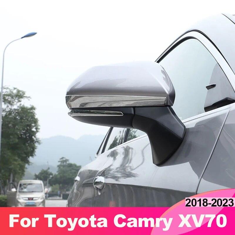 For Toyota Camry 70 XV70 2018 2022 2023 Hybrid Car Rear View Mirror Side Cover Strips Stickers ABS Accessories