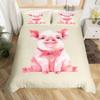 Pink Pig Bedding Set King Queen Sleeping Pig Duvet Cover For Kids Boys Girls Kawaii Animals Comforter Cover With 2 Pillowcases