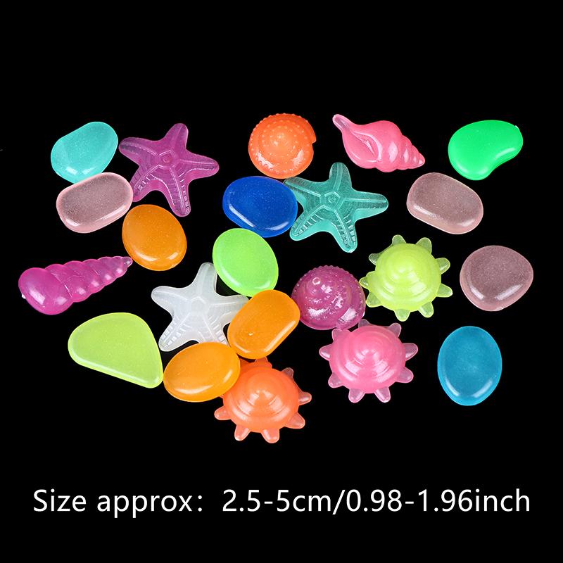 100Pcs/Pack Marine Luminous Stones Colorful Stones Simulating Shell Starfish Fish Tank Pebbles Fairy Garden Yard Ornaments